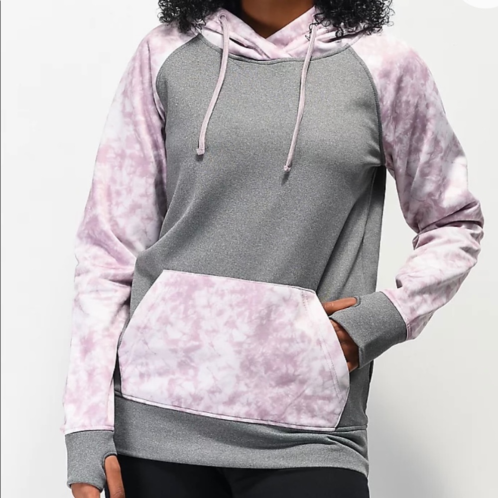 Empyre Light Grey & Purple Tie Dye Fleece Hoodie